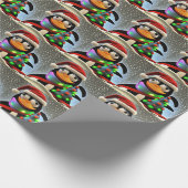 Santa Claus Penguin Pattern Cadeaupapier (Hoek)