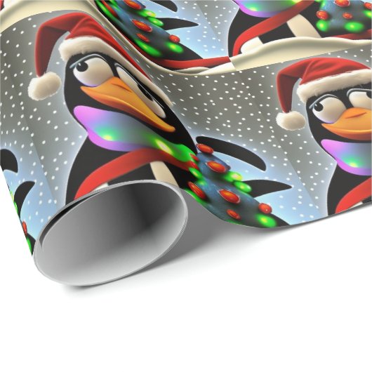 Santa Claus Penguin Pattern Cadeaupapier (Rol Hoek)