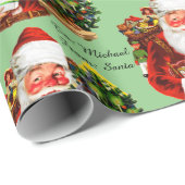 Santa Claus Personaliseer de Naam van Ontvangers K Cadeaupapier (Rol Hoek)