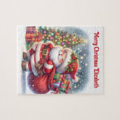 Santa Claus Personaliseer Naam Kindercadeau Legpuzzel (Horizontaal)