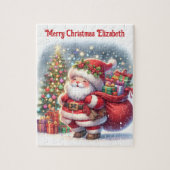 Santa Claus Personaliseer Naam Kindercadeau Legpuzzel (Verticaal)