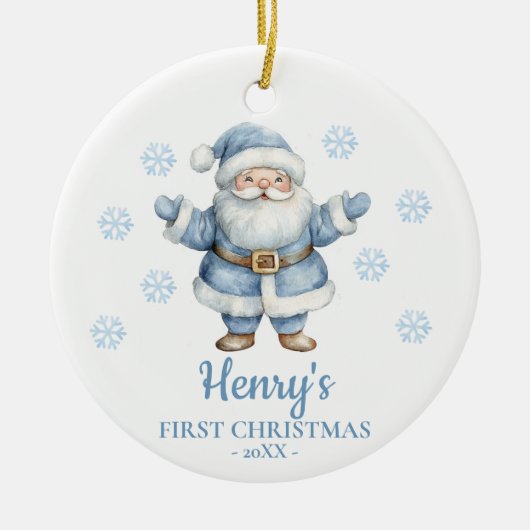 Santa Claus Personalized Baby's First Christmas Keramisch Ornament (Voorkant)