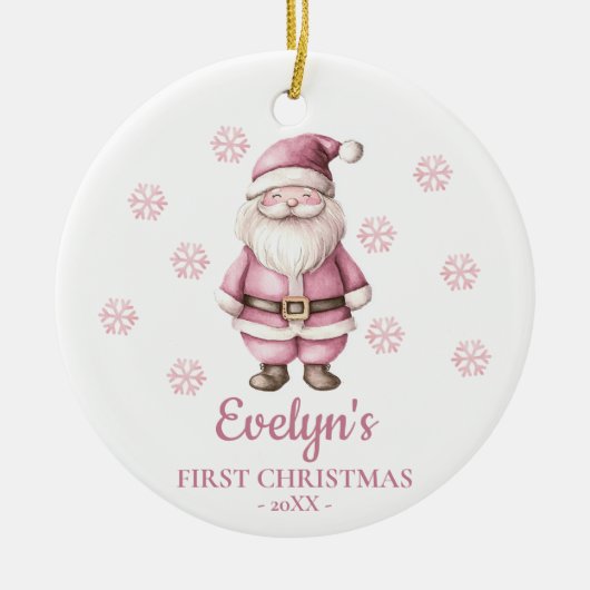 Santa Claus Personalized Girl's First Christmas Keramisch Ornament (Voorkant)