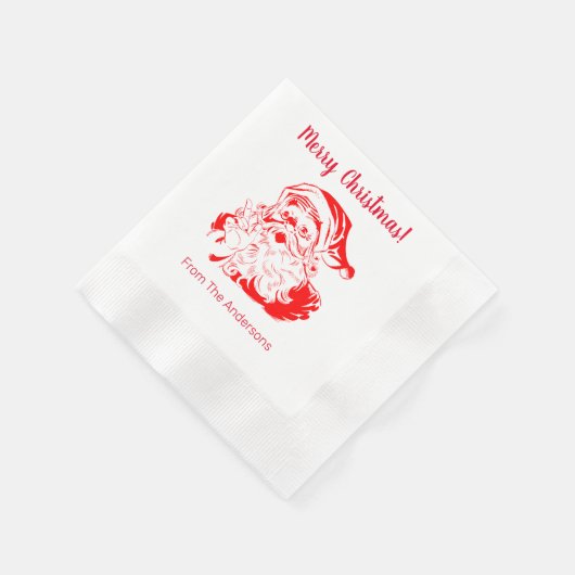 Santa Claus Persoonlijk kerstpapier Napkins Servet (Hoek)