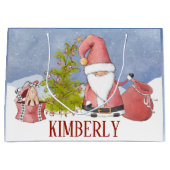 Santa Claus Persoonlijke kerstcadeau voor grote ca Groot Cadeauzakje (Voorkant)