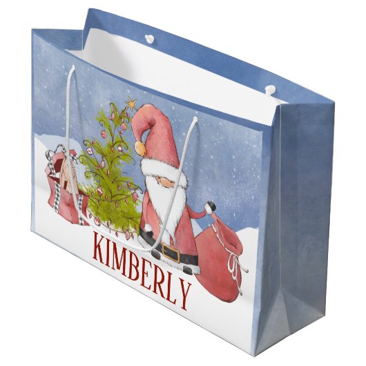 Santa Claus Persoonlijke kerstcadeau voor grote ca Groot Cadeauzakje (Voorkant Gekanteld)