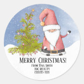 Santa Claus Persoonlijke kerstkerst Ronde Sticker (Voorkant)