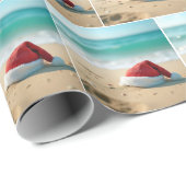 Santa Claus Pet op een tropisch strand Cadeaupapier (Rol Hoek)