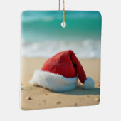 Santa Claus Pet op een tropisch strand Keramisch Ornament (Rechts)