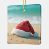 Santa Claus Pet op een tropisch strand Keramisch Ornament (Links)