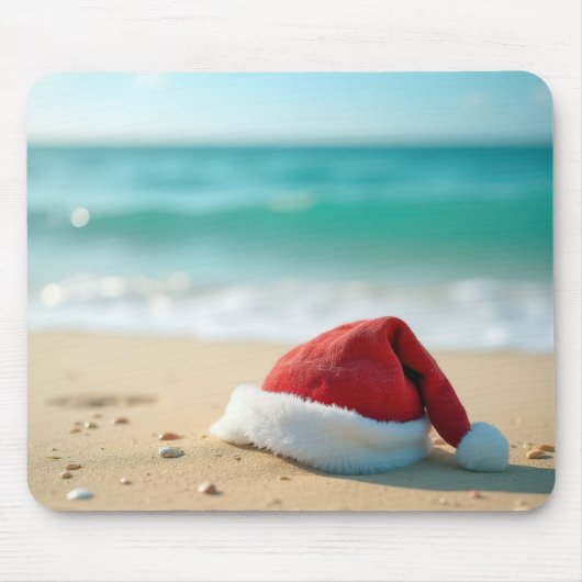 Santa Claus Pet op een tropisch strand Muismat (Voorkant)