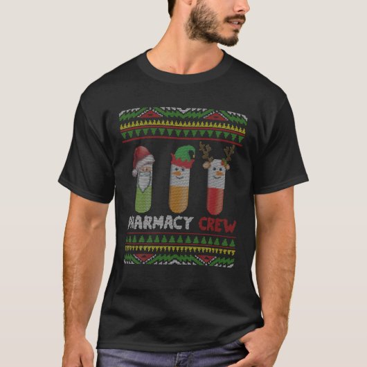 Santa Claus Pharmacy Crew Kerstmis Snowman T-shirt (Voorkant)