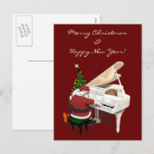Santa Claus Pianist Feestdagenkaart (Voorkant / Achterkant)