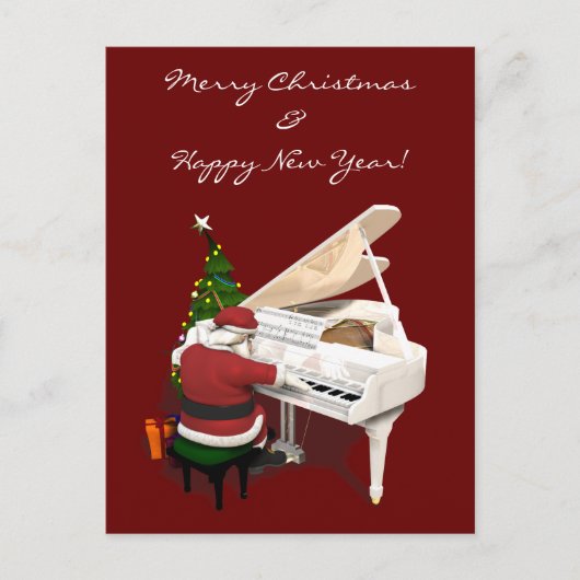 Santa Claus Pianist Feestdagenkaart (Voorkant)