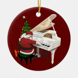 Santa Claus Pianist Keramisch Ornament
