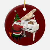Santa Claus Pianist Keramisch Ornament (Achterkant)