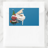 Santa Claus Pianist Rechthoekige Sticker (Tas)