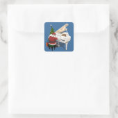 Santa Claus Pianist Vierkante Sticker (Tas)