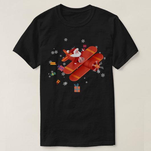 Santa Claus Pilot Flying Airplane Merry Kerstry T-shirt (Design voorkant)