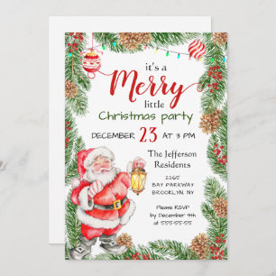 Santa Claus Pine Branch Merry Kerstparty Kaart