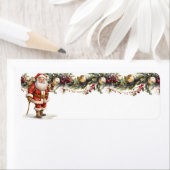 Santa Claus Pine Garland Gouden Ornamenten Etiket (Insitu)
