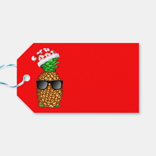 Santa Claus Pineapple Cadeaulabel (Achterkant Horizontaal)
