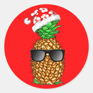 Santa Claus Pineapple Ronde Sticker