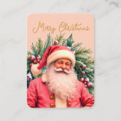 Santa Claus Pink Artsy Gift Tag Idea Visitekaartje (Voorkant)