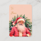 Santa Claus Pink Artsy Gift Tag Idea Visitekaartje (Achterkant)