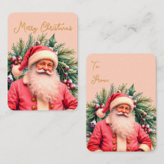 Santa Claus Pink Artsy Gift Tag Idea Visitekaartje