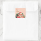 Santa Claus Pink Elegant Vierkante Sticker (Tas)