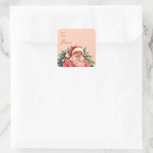 Santa Claus Pink Elegant Vierkante Sticker (Tas)