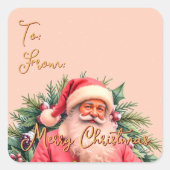 Santa Claus Pink Elegant Vierkante Sticker (Voorkant)