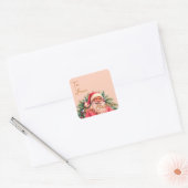 Santa Claus Pink Elegant Vierkante Sticker (Envelop)