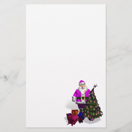 Santa Claus Pink Ribbons Briefpapier (Voorkant)