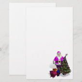 Santa Claus Pink Ribbons Briefpapier (Voorkant / Achterkant)