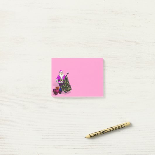 Santa Claus Pink Ribbons Post-it® Notes (Op bureau)