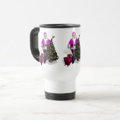 Santa Claus Pink Ribbons Reisbeker (Voorkant links)