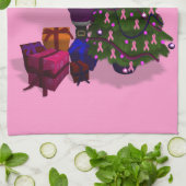 Santa Claus Pink Ribbons Theedoek (Gevouwen)