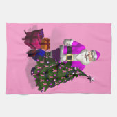 Santa Claus Pink Ribbons Theedoek (Horizontaal)