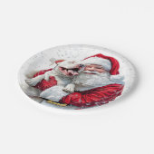 Santa Claus & Pitbull Puppy Dog, Papieren Bord (Gekanteld)