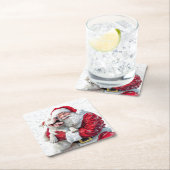 Santa Claus & Pitbull Puppy Dog, Papieren Bord Kartonnen Onderzetters (Insitu)