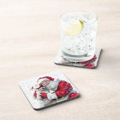 Santa Claus & Pitbull Puppy Hond Bier Onderzetter (Rechterzijde)