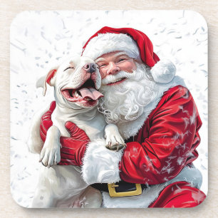 Santa Claus & Pitbull Puppy Hond Bier Onderzetter