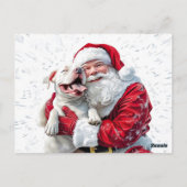Santa Claus & Pitbull Puppy Hond Briefkaart (Achterkant)