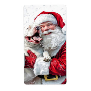 Santa Claus & Pitbull Puppy Hond Etiket