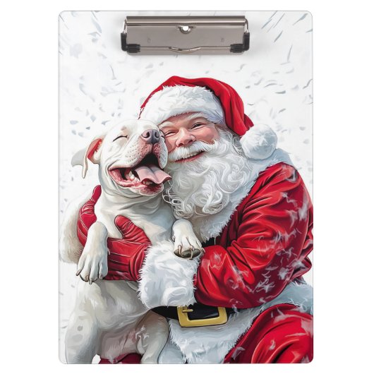 Santa Claus & Pitbull Puppy Hond Klembord (Voorkant)
