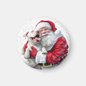 Santa Claus & Pitbull Puppy Hond Magneet (Voorkant)