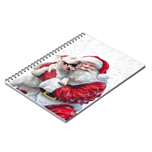 Santa Claus & Pitbull Puppy Hond Notitieboek (Linkerzijde)