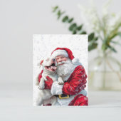 Santa Claus & Pitbull Puppy Hond RSVP Kaartje (Staand voorkant)